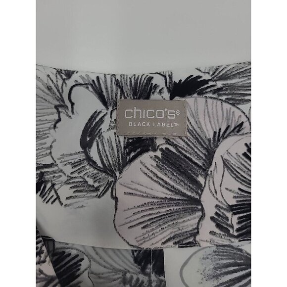 Chico's Black Label Cape Blouse Women's Size XL Floral Design Slit Sleeve - Picture 4 of 5
